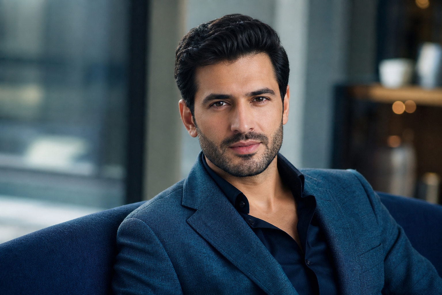 Confident man with thick, natural-looking hair after a hair transplant